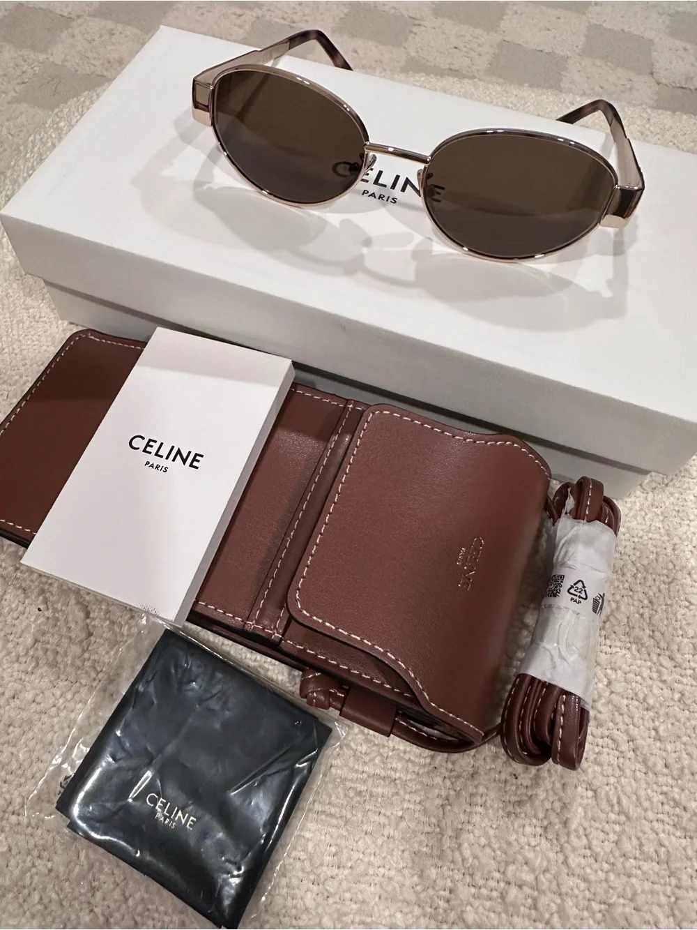 Like NEW- Celine Brown Lens Rose Gold Frame Oval Sunglasses